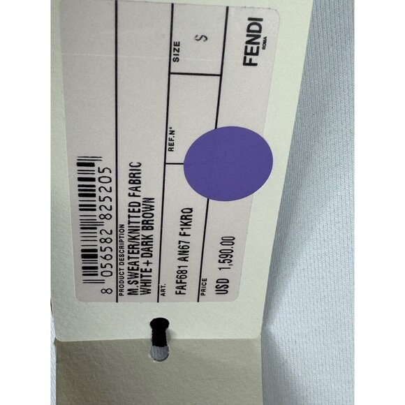 Fendi Men's White Monogram Insert Hoodie Sweatshirt Jersey White Brown Size S NW - Picture 10 of 14